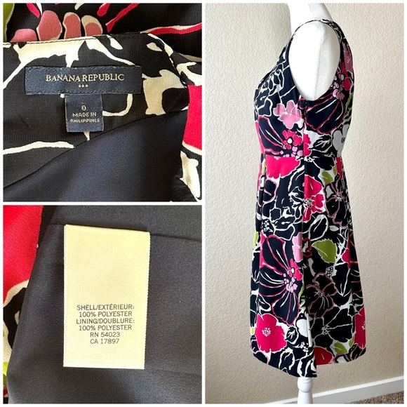 Banana Republic Sleeveless Floral Dress - size 0 - Picture 3 of 3